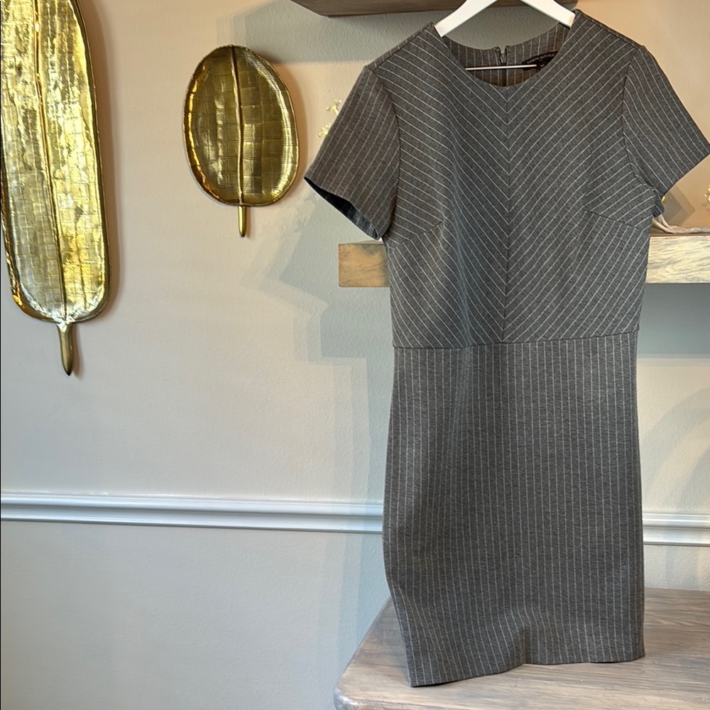 Elegant Gray Pinstripe Dress
